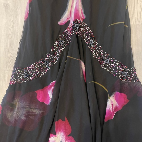 Midnight Velvet Black & Purple Floral Formal Dress SZ:2X - Picture 3 of 12